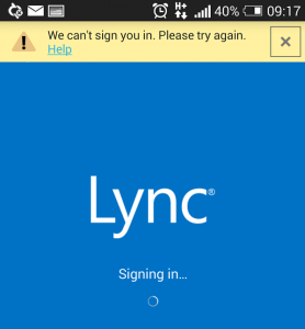 lync can't sign you in