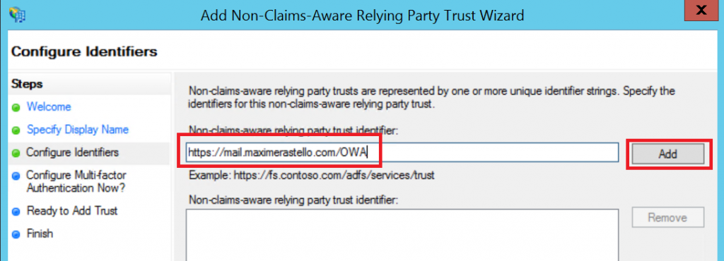 relying party trust id