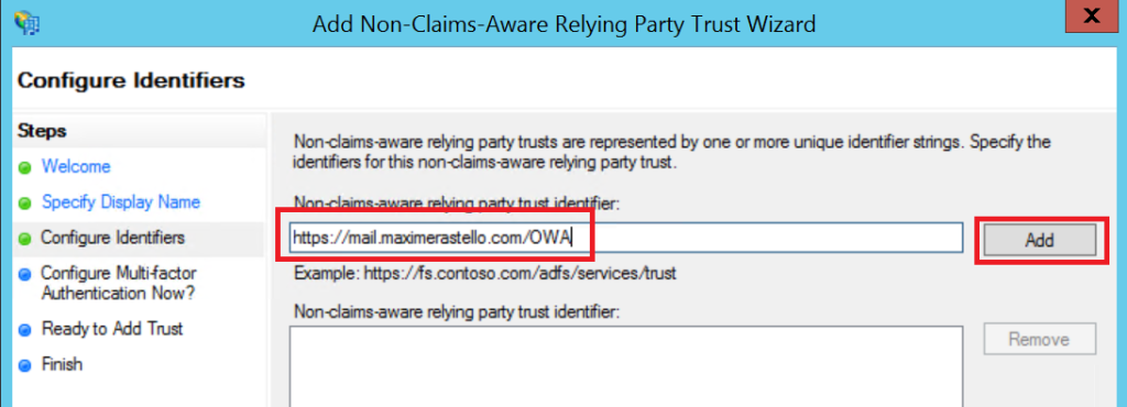 relying party trust id