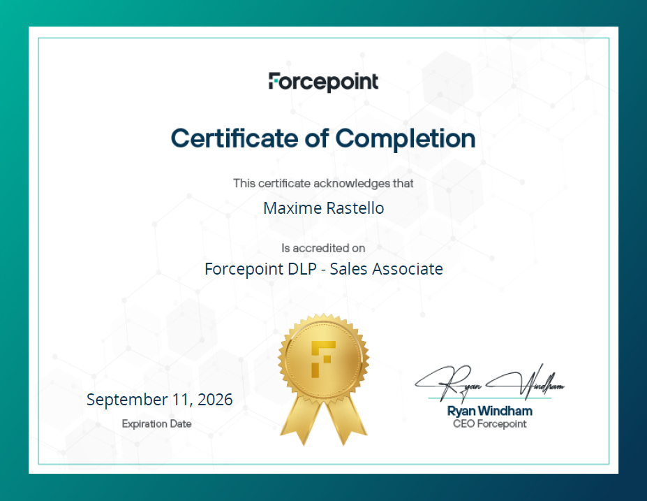 Forcepoint DLP Sales Associate